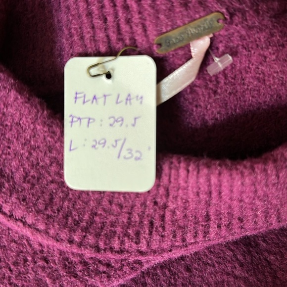 Free People Peaches Tunic Sweater Plum Caspia Hi Lo Mock Neck Sweater M - Picture 10 of 10